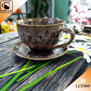 Ly cà phê Cappuccino men hỏa biến nâu