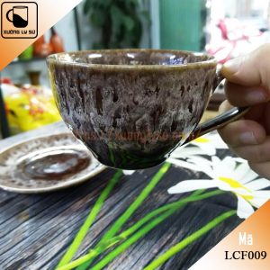 Ly cà phê Cappuccino men hỏa biến nâu