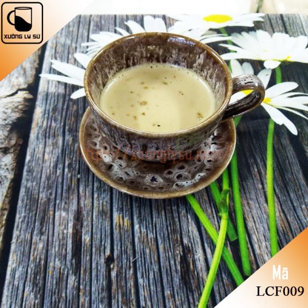 Ly cà phê Cappuccino men hỏa biến nâu