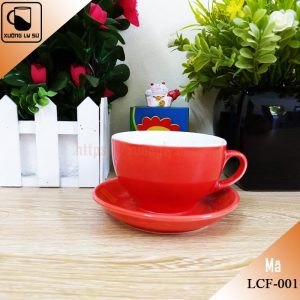 Ly cà phê Cappucino đỏ dáng bầu thấp