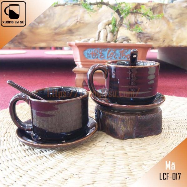 Ly cà phê dáng trụ men nâu