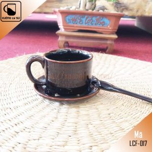 Ly cà phê dáng trụ men nâu