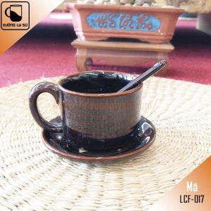 Ly cà phê dáng trụ men nâu