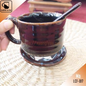 Ly cà phê dáng trụ men nâu