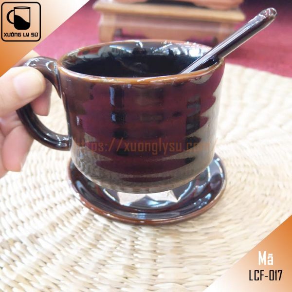 Ly cà phê dáng trụ men nâu