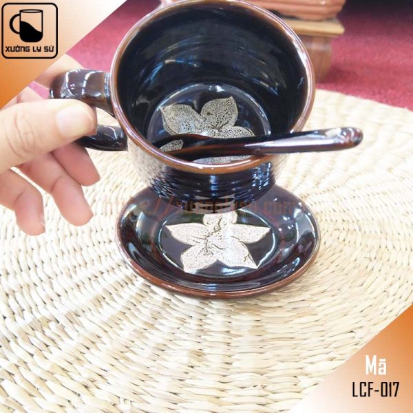 Ly cà phê dáng trụ men nâu