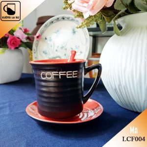 Ly cà phê Latte men mát đen lòng đỏ