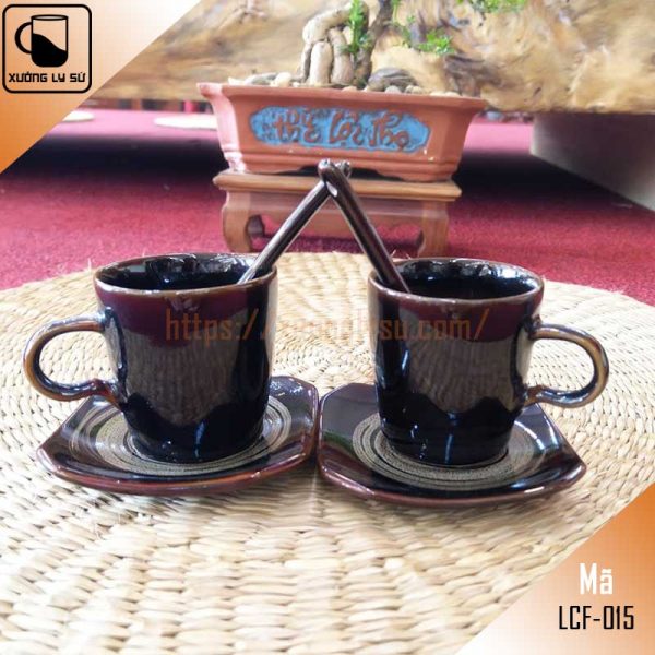 Ly sứ cà phê Espresso men nâu hỏa biến