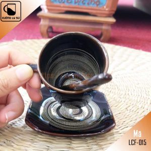 Ly sứ cà phê Espresso men nâu hỏa biến