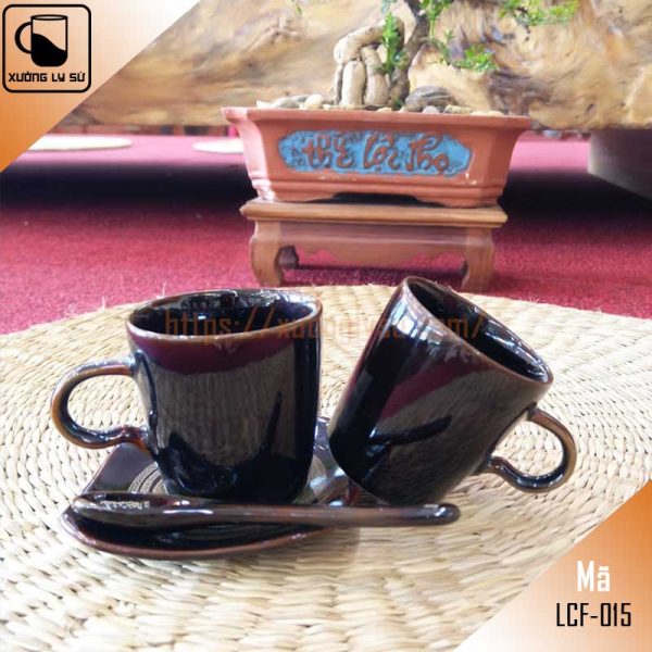 Ly sứ cà phê Espresso men nâu hỏa biến