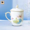 Ly Sứ Nắp Lửa Hoa Sen Viền Vàng