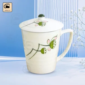 Ly Sứ Có Nắp Họa Tiết Đài Sen
