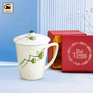 Ly Sứ Có Nắp Họa Tiết Đài Sen