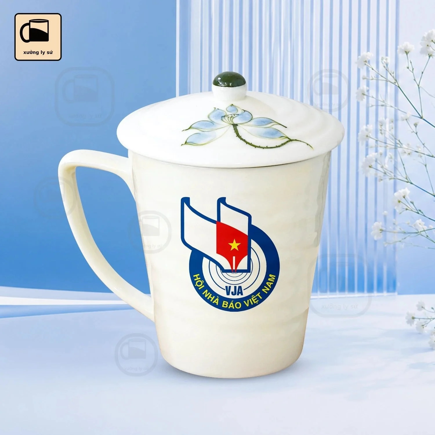 Ly Sứ Họa Tiết Bông Sen Xanh Ly Sứ Họa Tiết Bông Sen Xanh